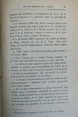 Historical Research on Saint-Vigor Relics
