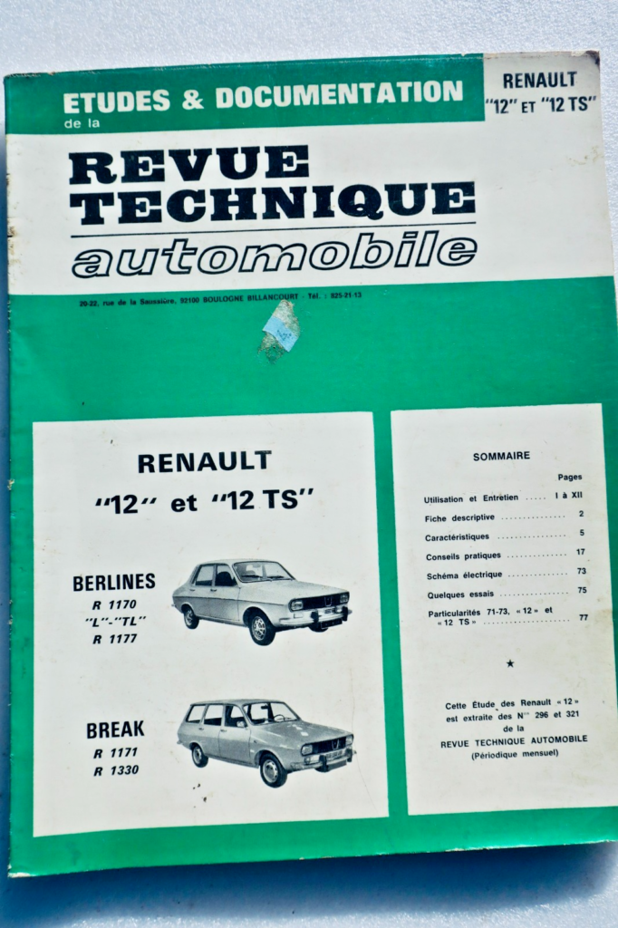 Renault 12 & 12 TS technical manual