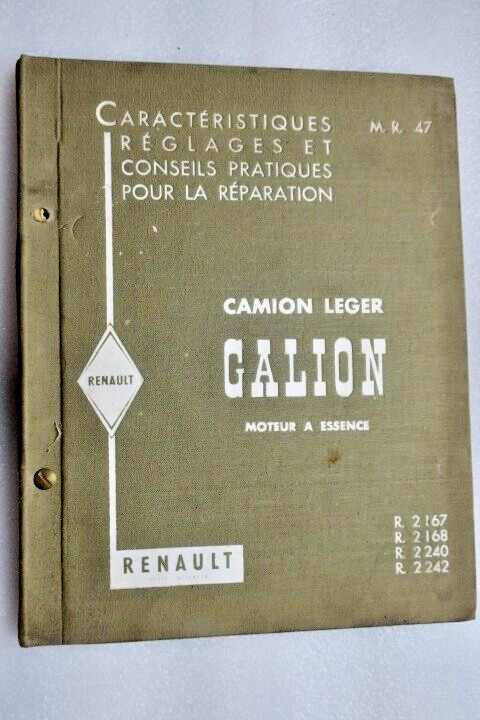 RENAULT Camion léger Galion Types R. 2.167- 2.168 – 2.240- 2.242- Notice - La Librairie Antique