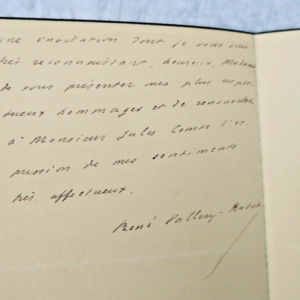 René Vallery-Radot lettre autographe manuscrite & signée