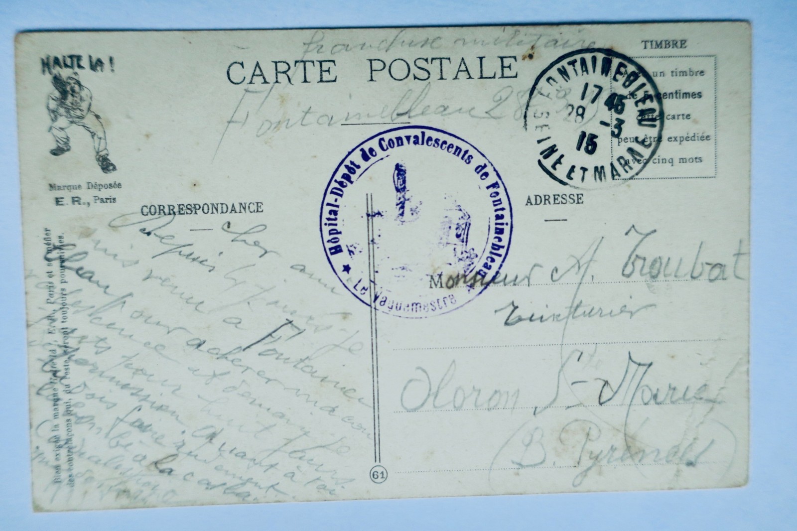 Reserves and Painful Goodbyes<span class="lla-card-orig-wrap"><span class="lla-card-orig">❦ réservistes nos douloureux adieux HOPITAL-DEPOT Fontainebleau 1915</span></span> - La Librairie Antique