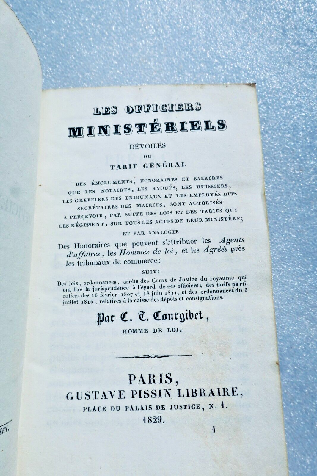 Revealed Ministerial Officers Or General Tariff 1829 Pissin – Image 2
