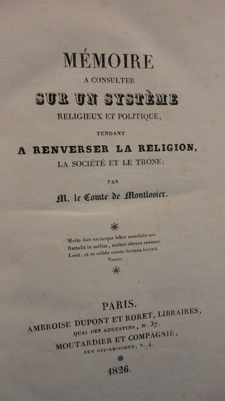 Critical analysis of religious systems<span class="lla-card-orig-wrap"><span class="lla-card-orig">❦ révolution MONTLOSIER Mémoire à consulter sur un système religieux et polit1826</span></span> - La Librairie Antique