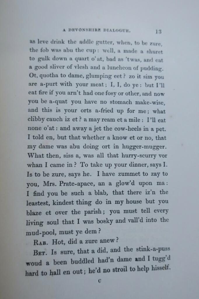 Devonshire dialect conversation with glossary