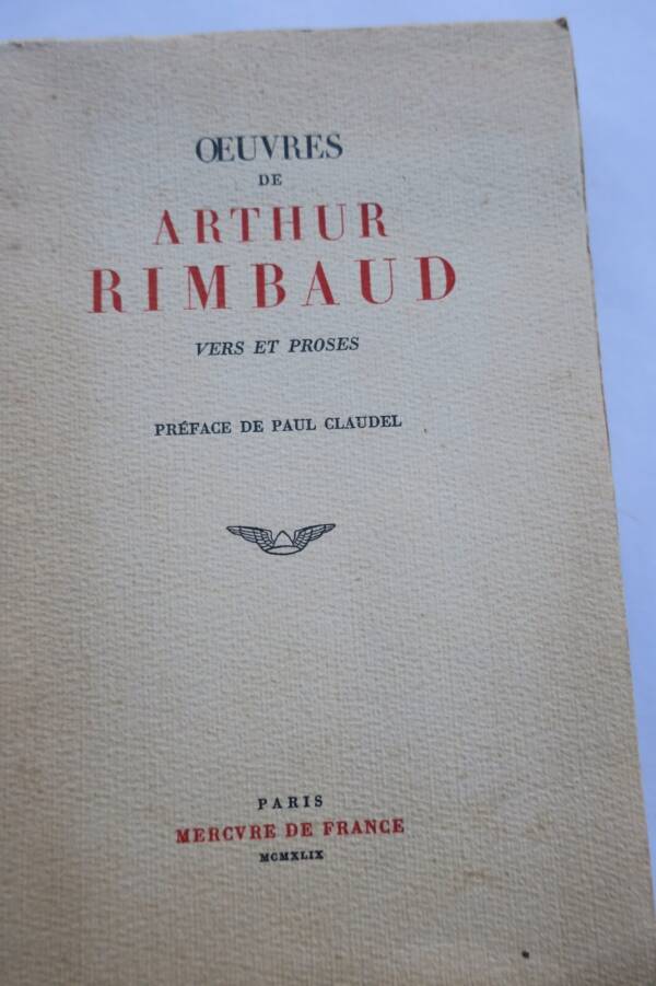 Rimbaud Arthur Oeuvres de Arthur Rimbaud - Vers et proses 1949 Claudel