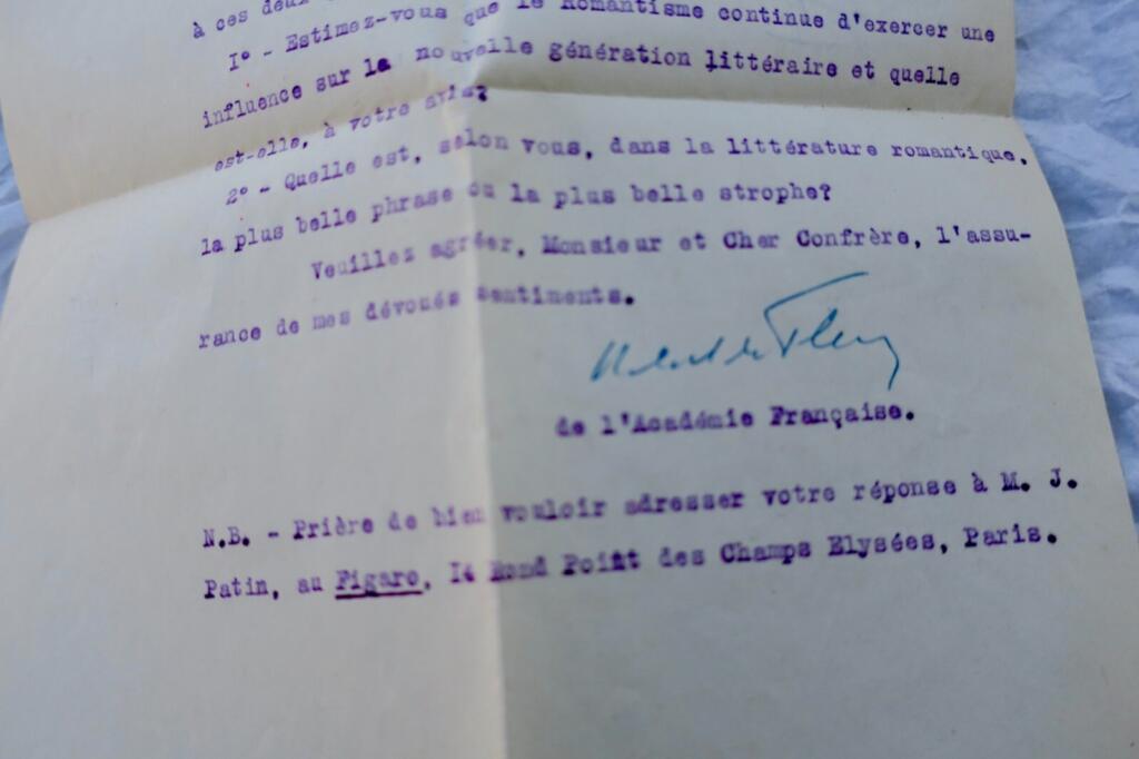 Typisierte signierte Brief von Robert de Flers