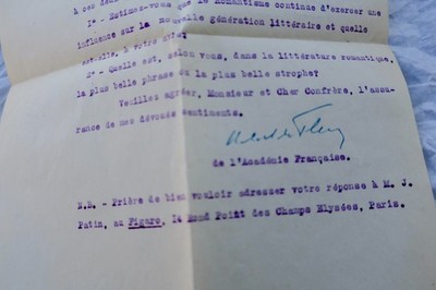 A signed letter from Robert De Flers