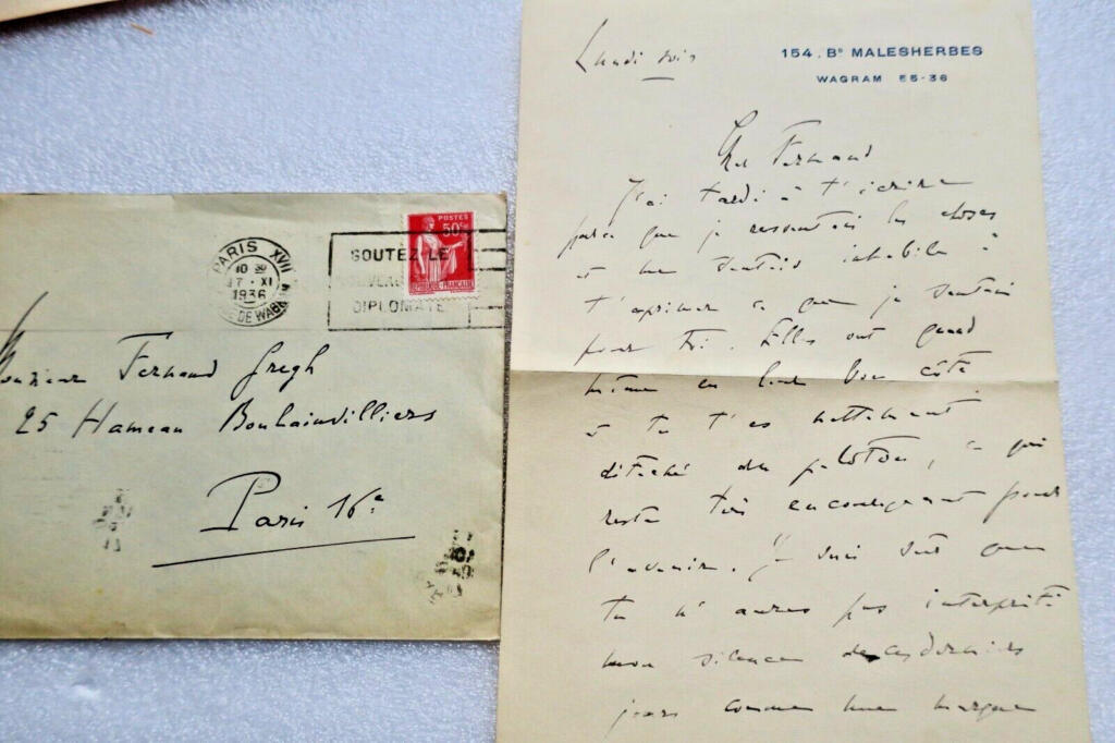 Handschriftlicher Brief an Dichter Fernand Gregh