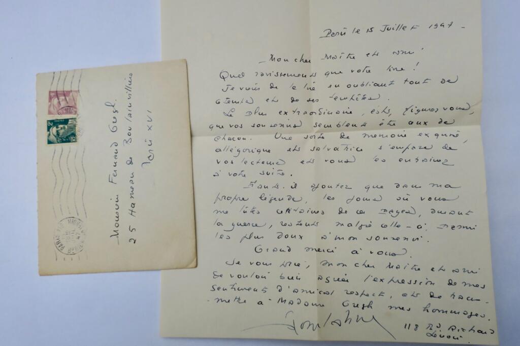 Roger Lannes Lettre autographe manuscrite