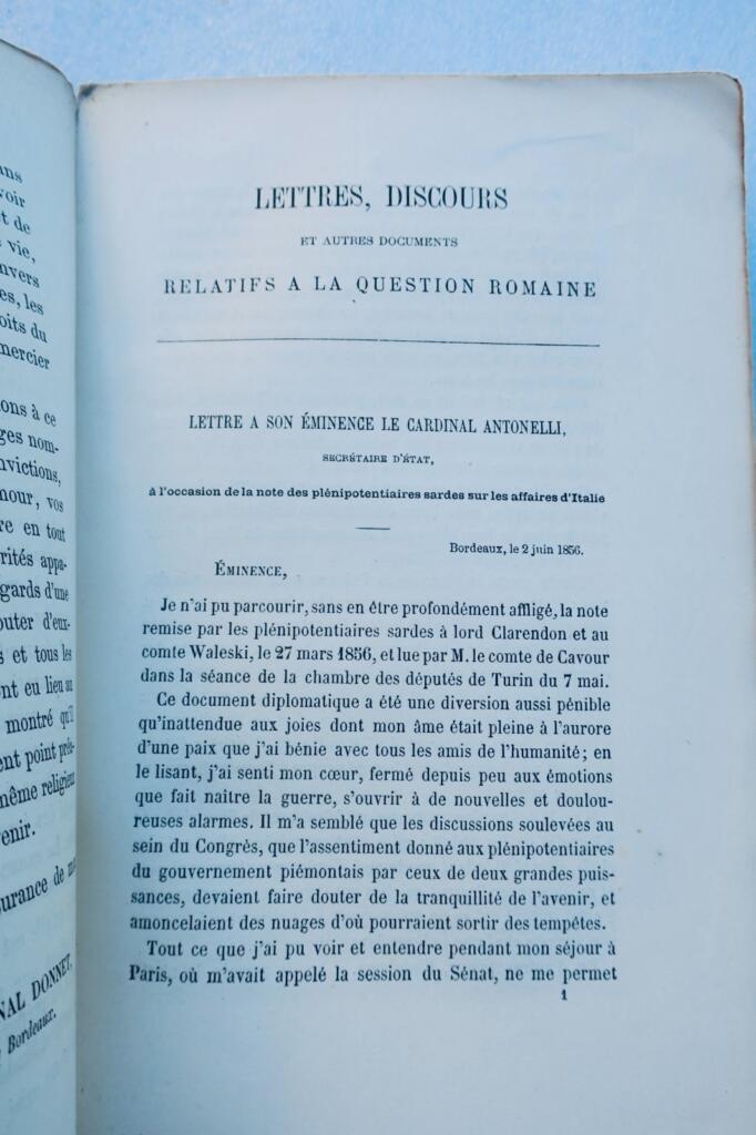 Rome Lettres, Discours et Autres Documents relatifs à la question romaine 1865