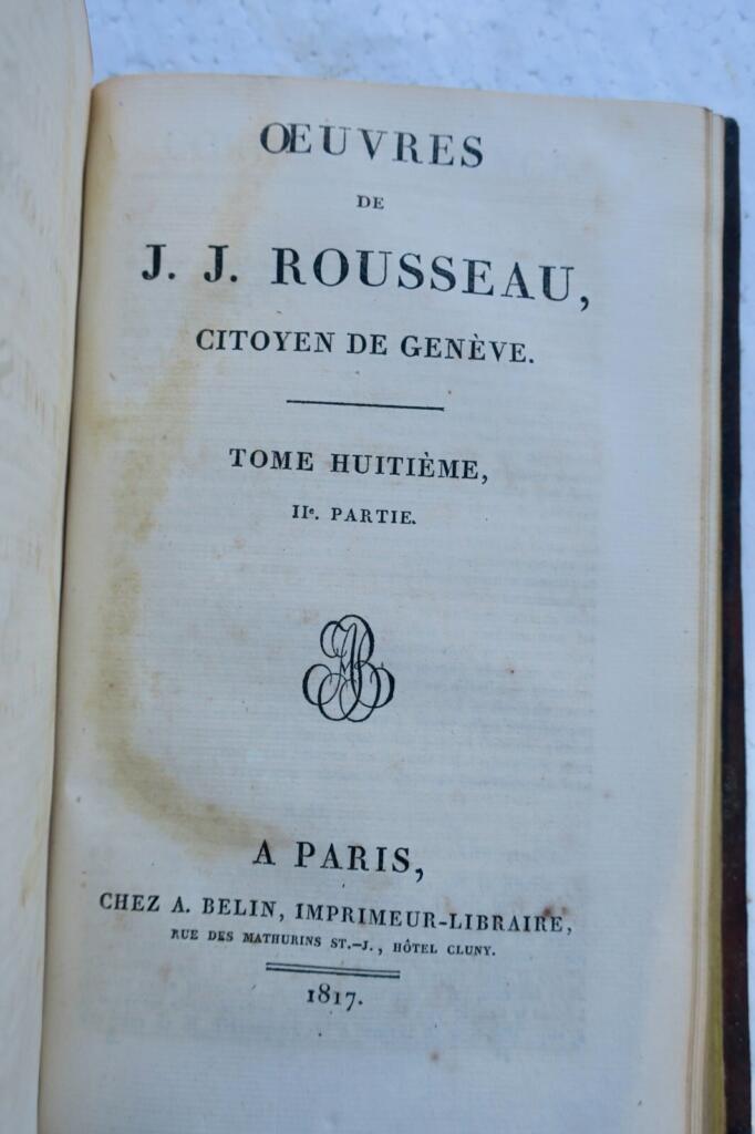 ROUSSEAU J.-J. OEUVRES DE J. J. ROUSSEAU, CITOYEN DE GENEVE 1817