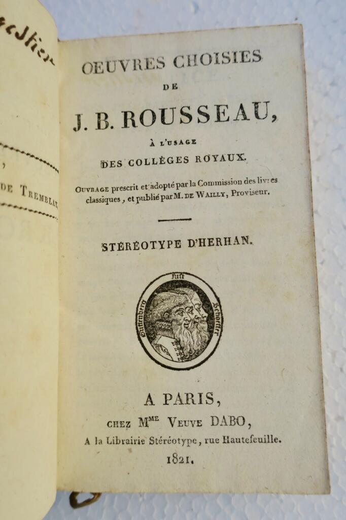 Rousseau Oeuvres Choisies de J. B. Rousseau 1821