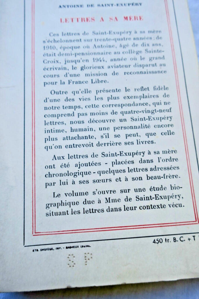 SAINT-EXUPÉRY Lettres à sa mère S.P.