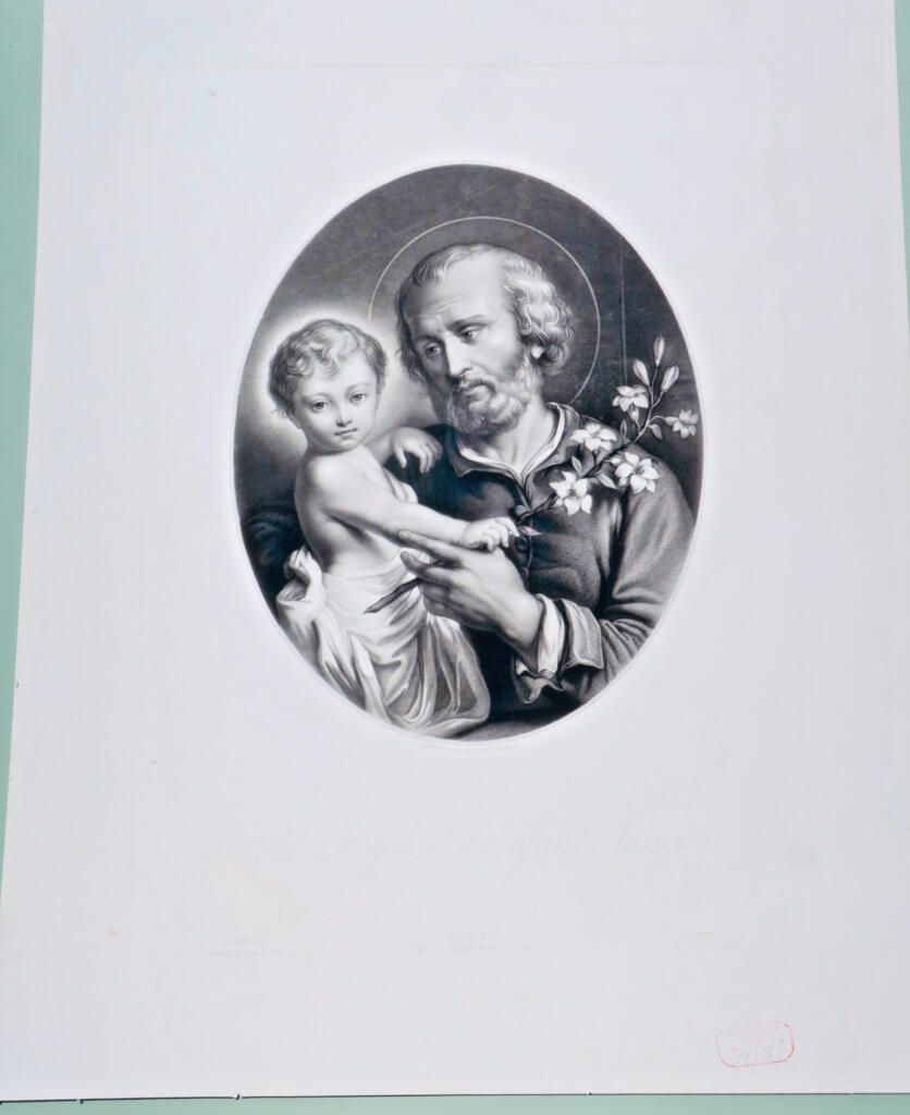 Der heilige Josef mit dem Christuskind - Stahlstich