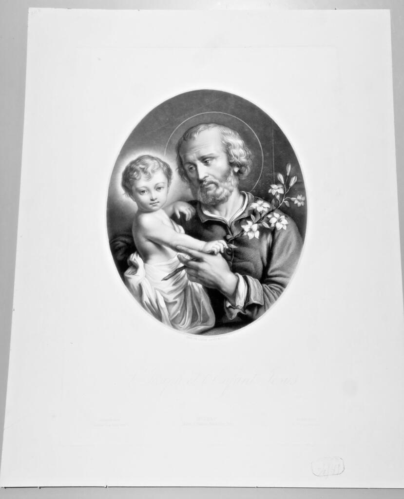 Der heilige Josef mit dem Christuskind - Stahlstich