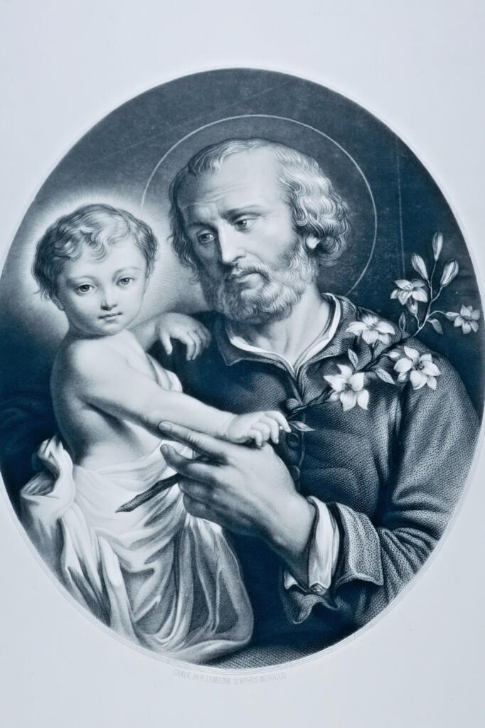Der heilige Josef mit dem Christuskind - Stahlstich