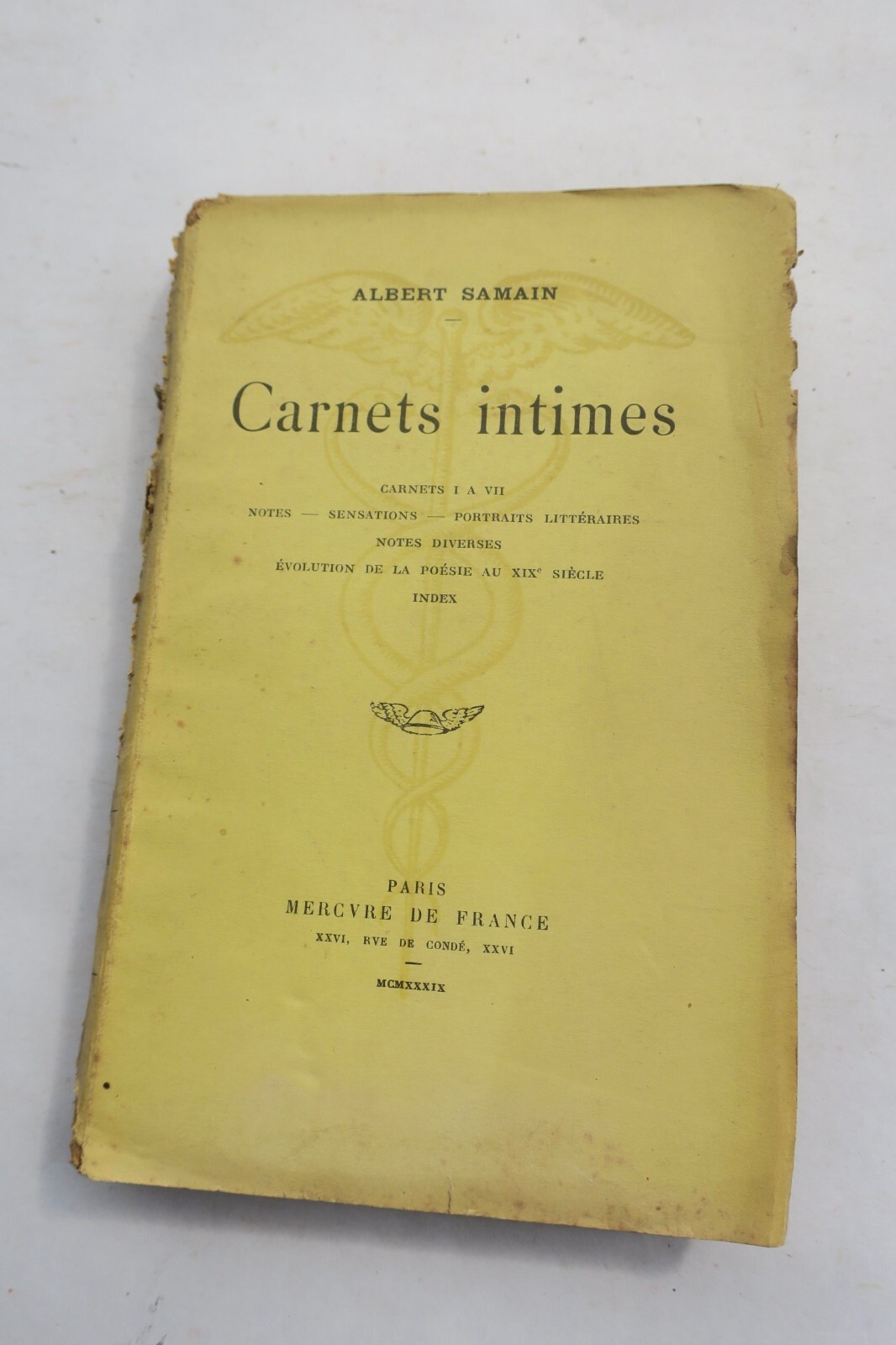 Intimate notes by Albert Samain<span class="lla-card-orig-wrap"><span class="lla-card-orig">❦ Samain Albert Carnets intimes – ex dono</span></span> - La Librairie Antique