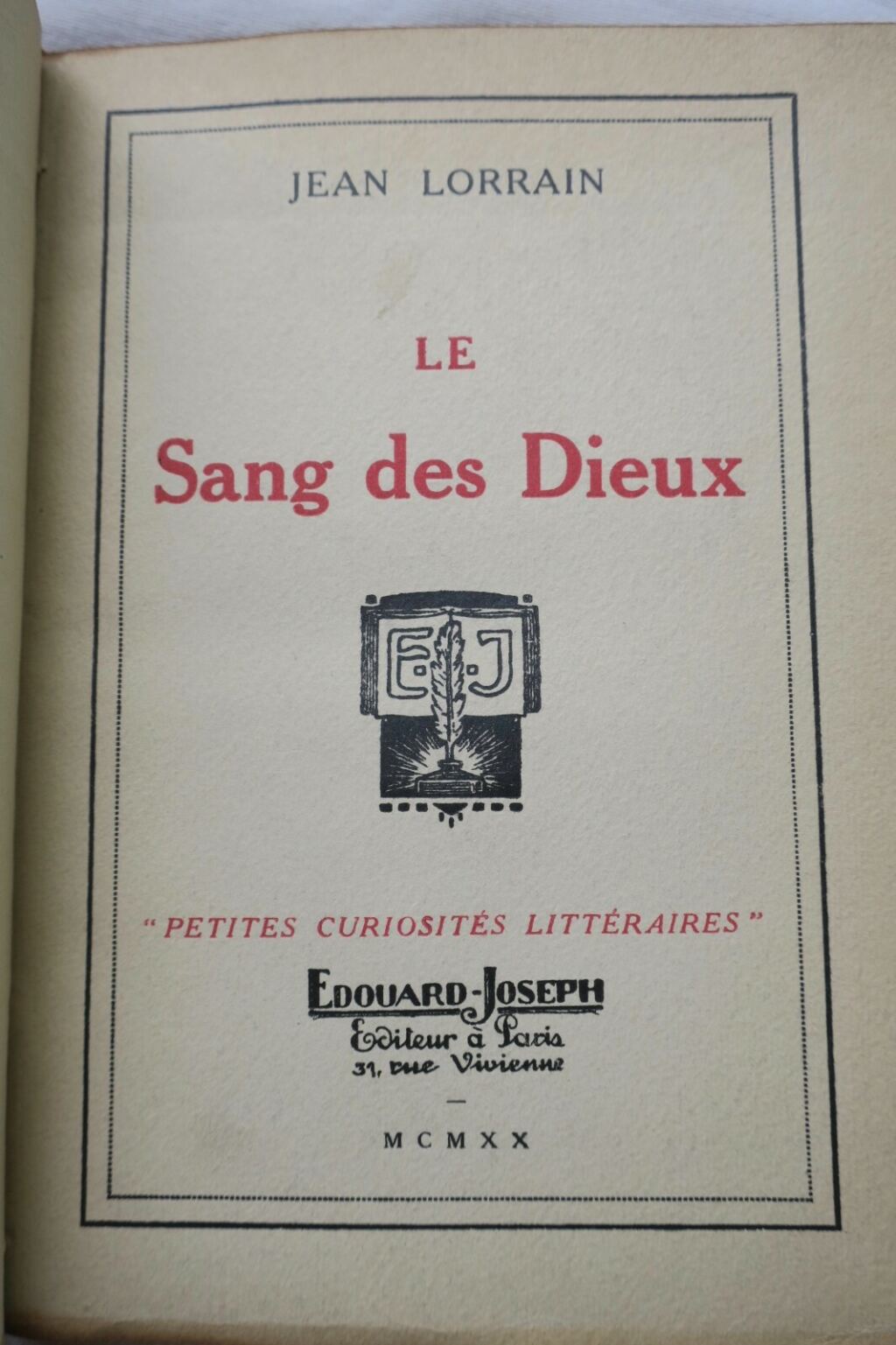 Sang des Dieux 1920