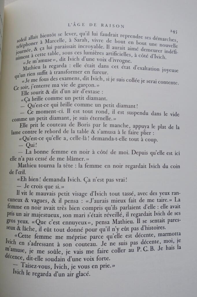 SARTRE (Jean-Paul) L&rsquo;Age de raison SPITZER