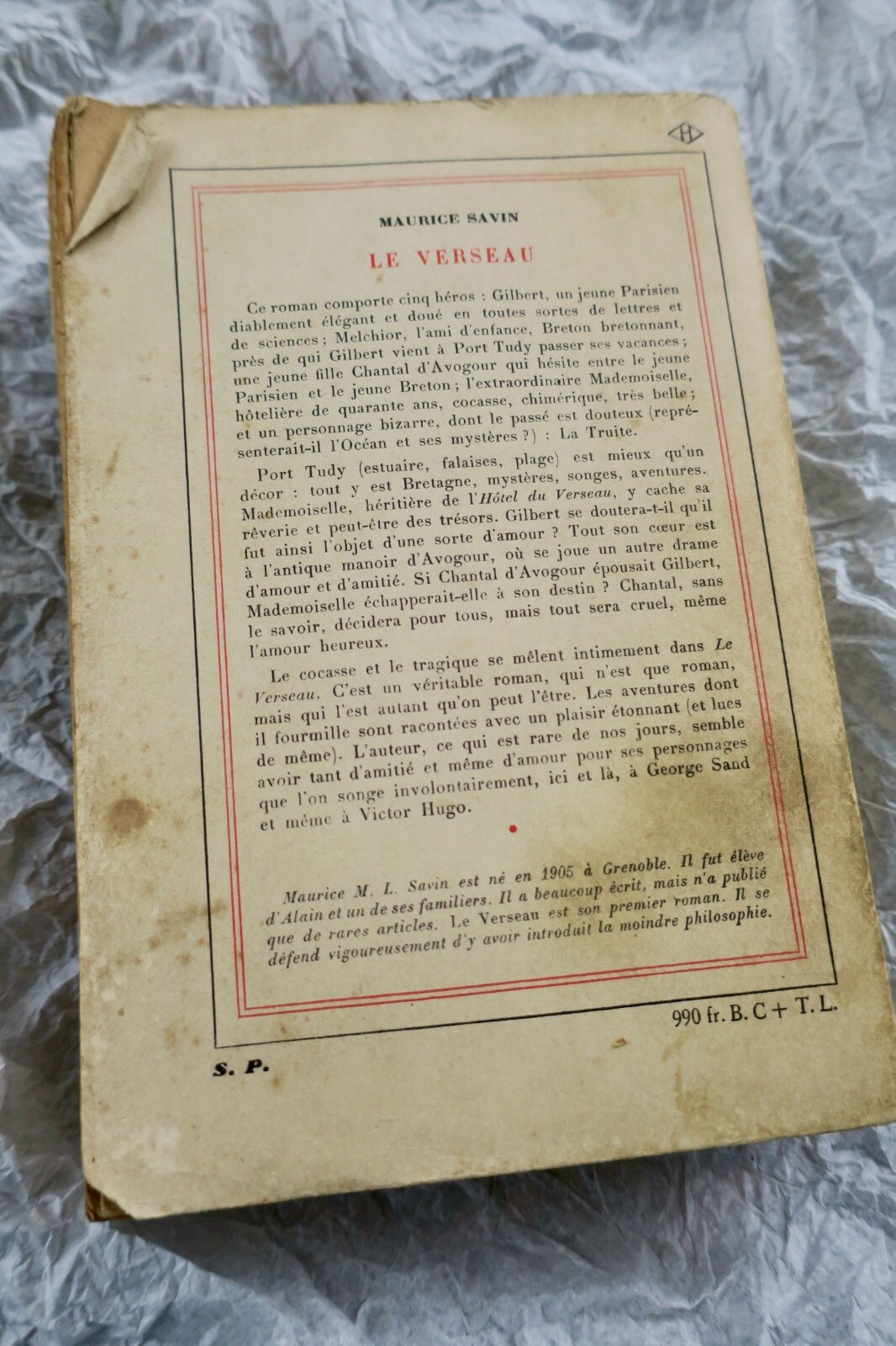 サヴィン・モーリスによる署名版<span class="lla-card-orig-wrap"><span class="lla-card-orig">❦ SAVIN MAURICE LE VERSEAU. GALLIMARD + dédicace</span></span> - La Librairie Antique