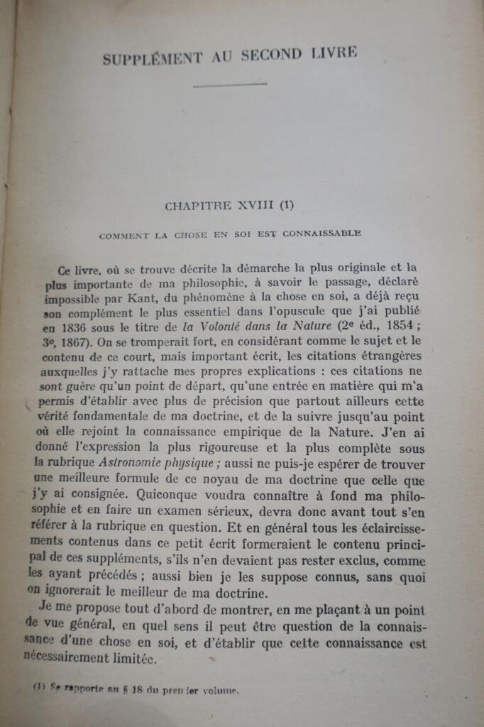 SCHOPENHAUER Le MONDE comme Volonté et comme Représentation