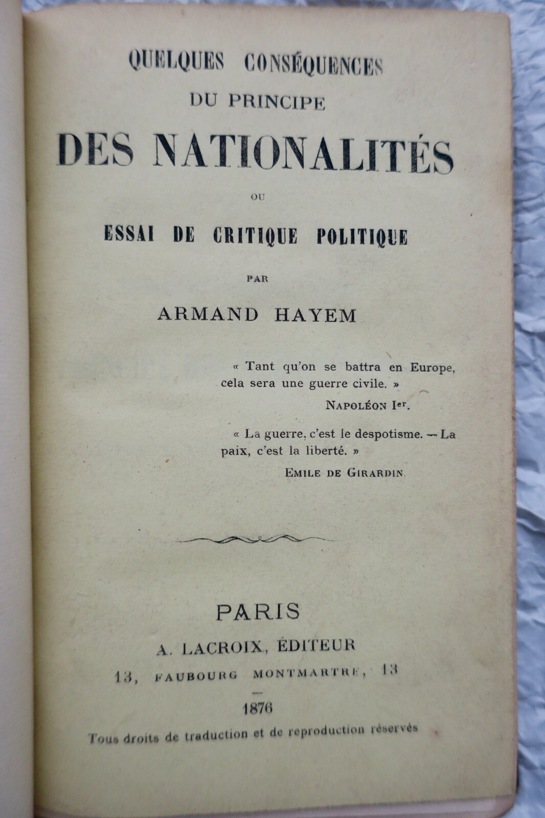 国の原理に関する政治批評<span class="lla-card-orig-wrap"><span class="lla-card-orig">❦ Sem Quelques conséquences du principe des nationalités 1868</span></span> - La Librairie Antique