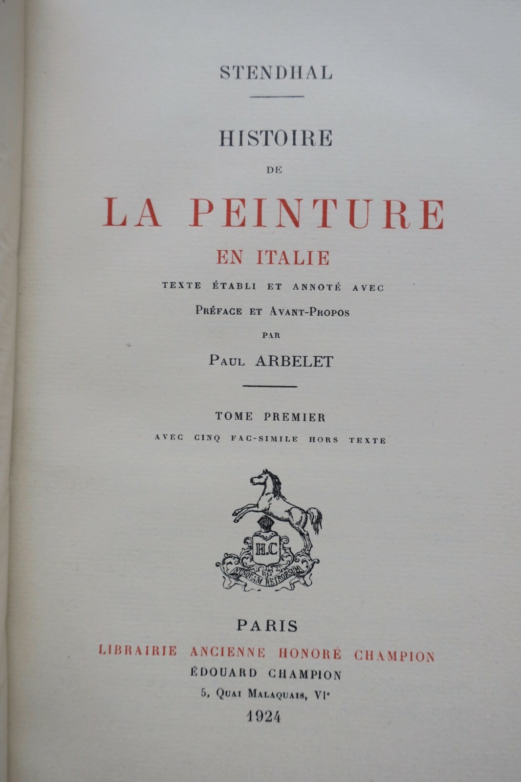STENDHAL HISTOIRE DE LA PEINTURE EN ITALIE sur Arches nté 1924 – Image 8
