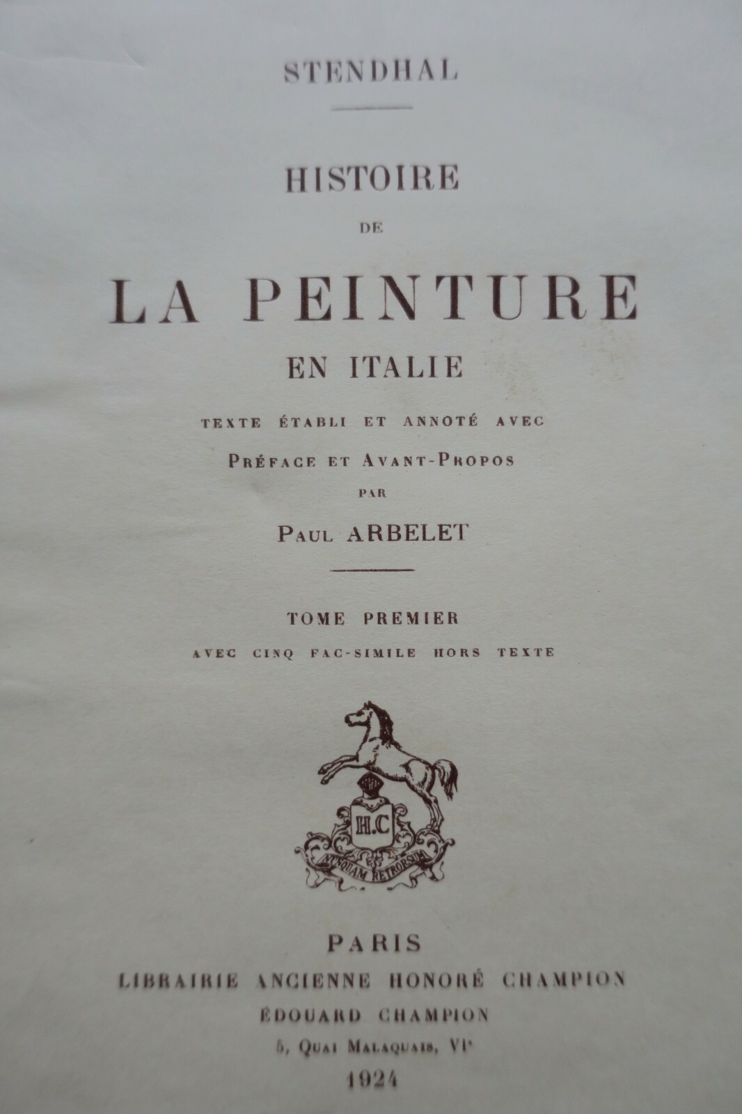 STENDHAL HISTOIRE DE LA PEINTURE EN ITALIE sur Arches nté 1924 – Image 4