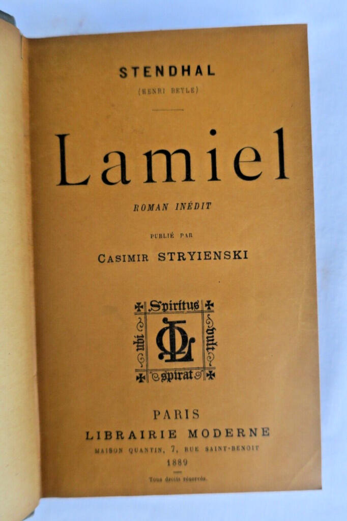 STENDHAL LAMIEL. ROMAN INEDIT EO 1889