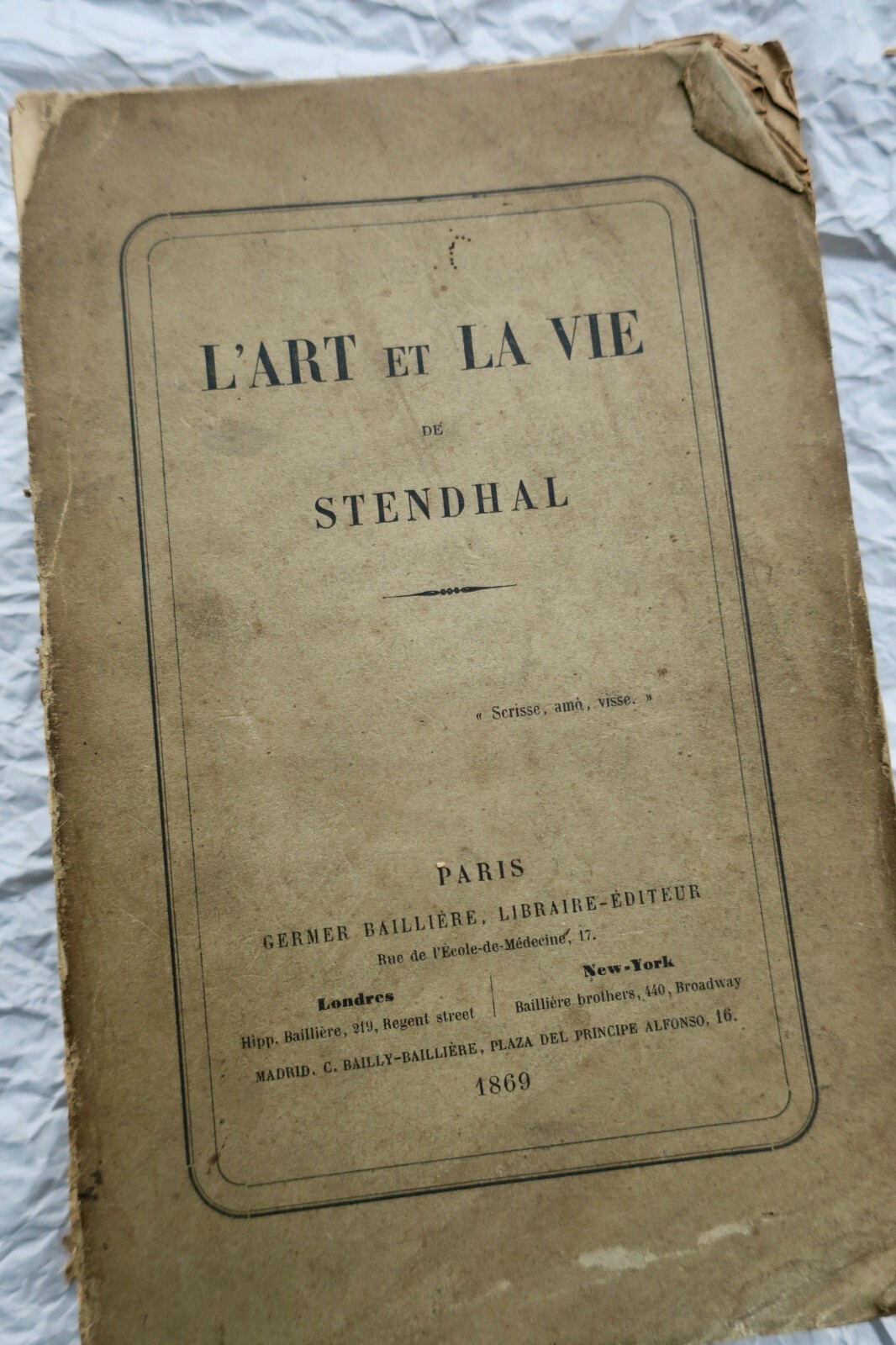 STENDHAL L'art et la vie 1868 – Image 8