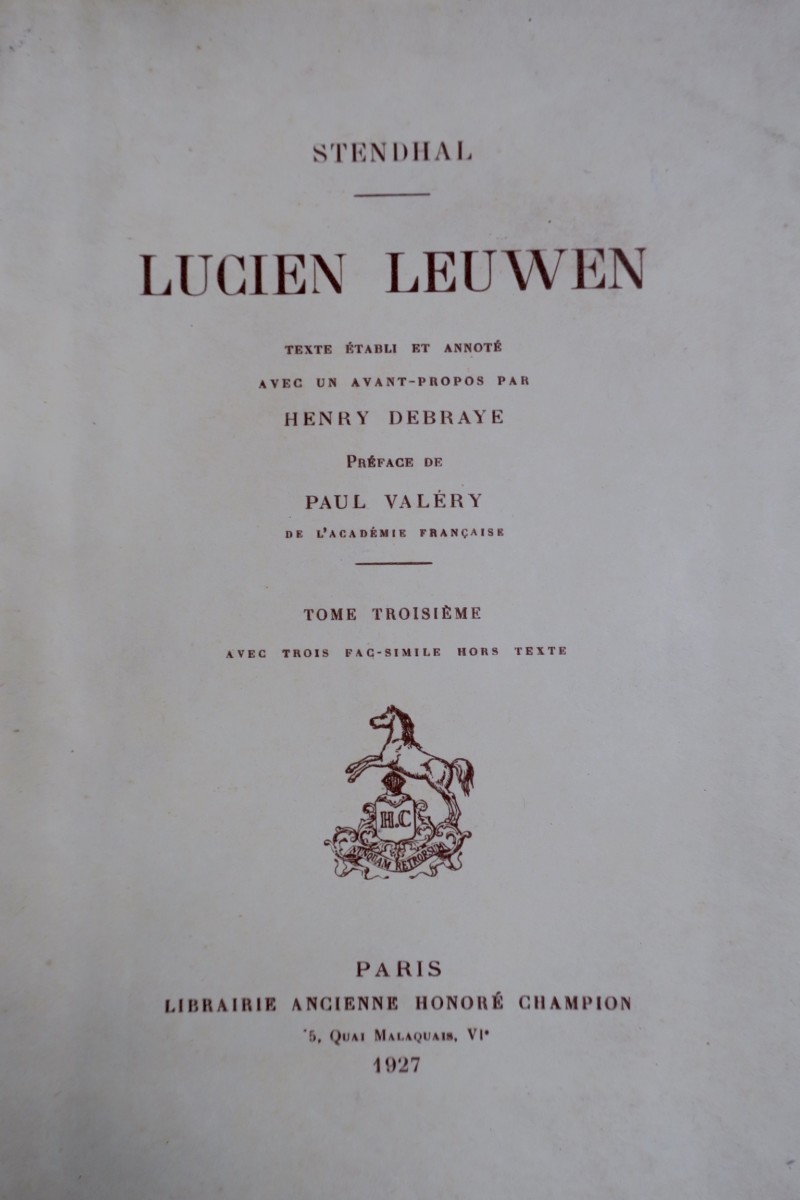STENDHAL Lucien Leuwen 1927 - La Librairie Antique