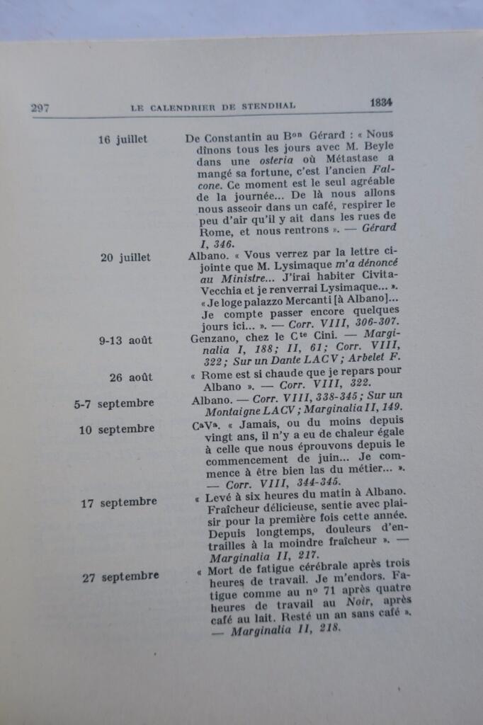 STENDHAL Martineau Henri Le calendrier de Stendhal