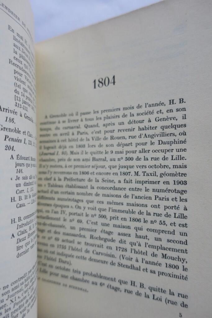 Stendhal's Calendar: Biographical Chronicle