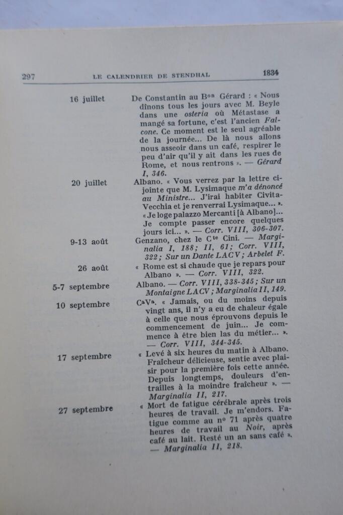 Stendhal's Calendar: Biographical Chronicle