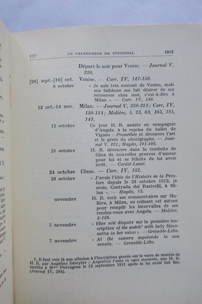 Stendhal's Calendar: Biographical Chronicle