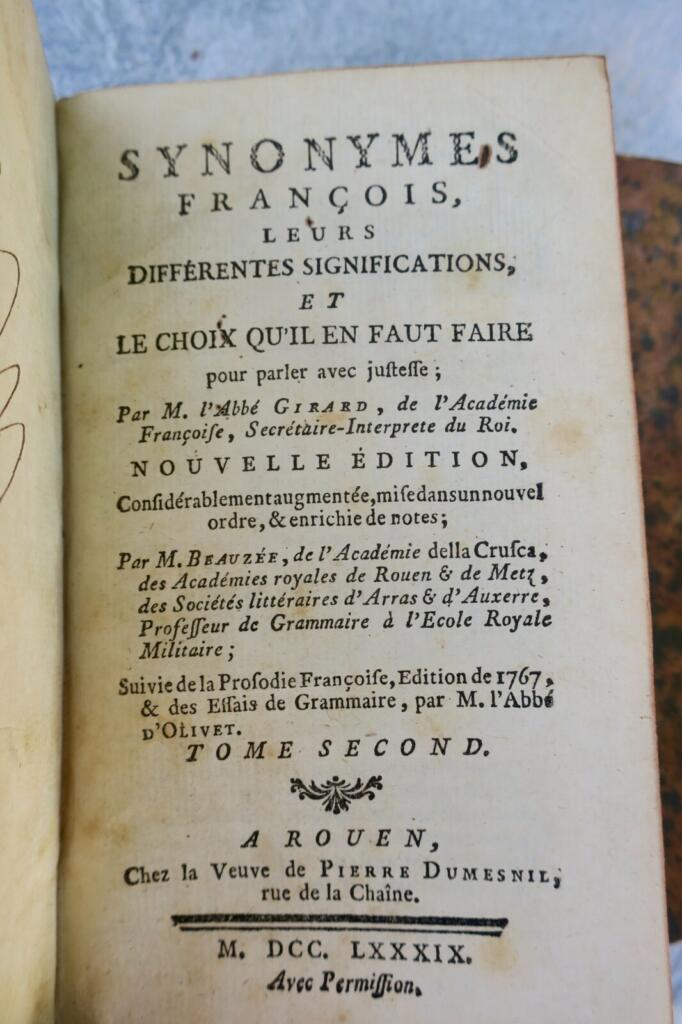 Synonymes françois, leurs différentes significations, et ..1789