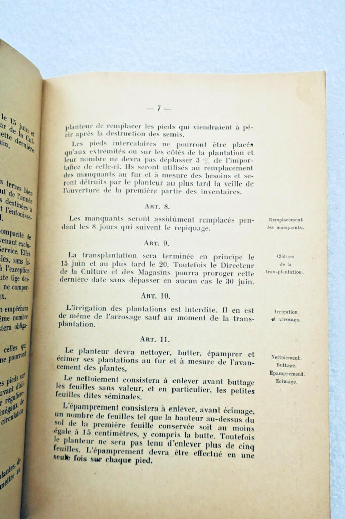 Tobacco cultivation regulations, 1940