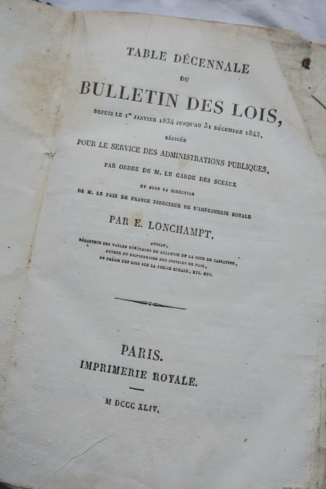 法令公報の十年索引<span class="lla-card-orig-wrap"><span class="lla-card-orig">❦ Table Décennale du Bulletin des Lois 1834-1844</span></span> - La Librairie Antique