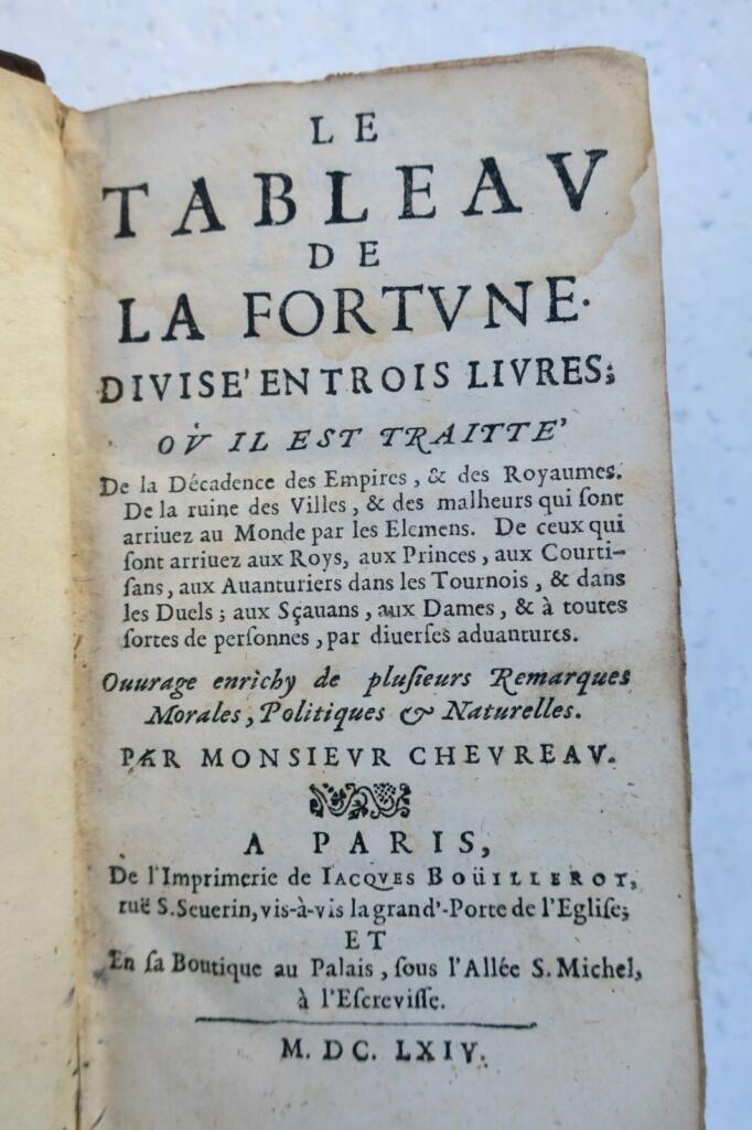 Tableau de la fortune Monsieur Chevreau 1664