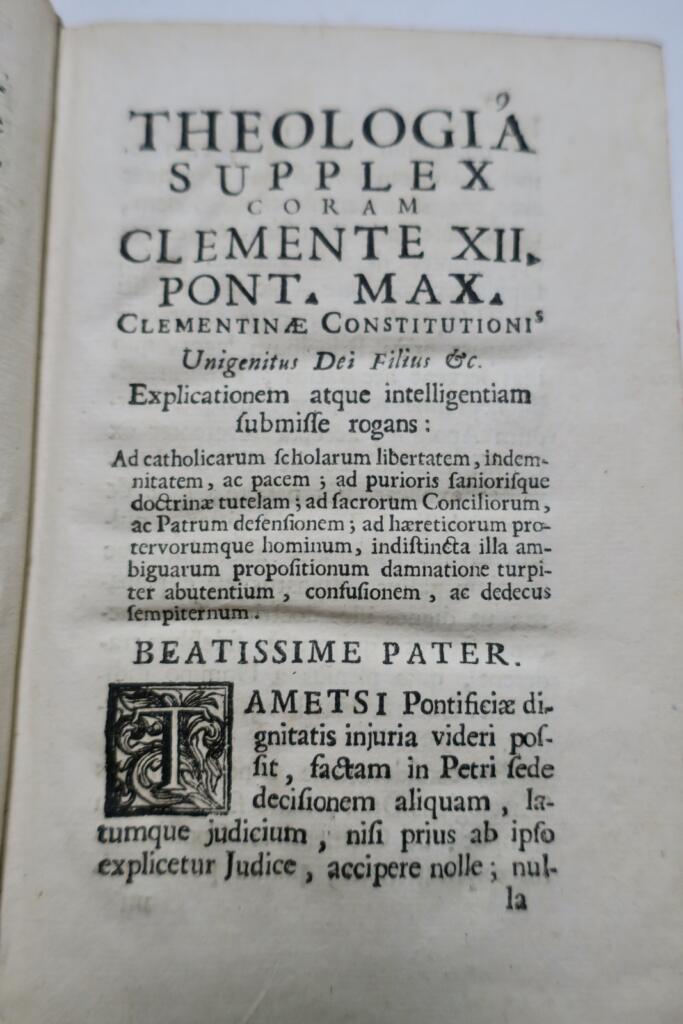 Theologische Bittschrift an Papst Clemens XII zur Unigenitus-Konstitution