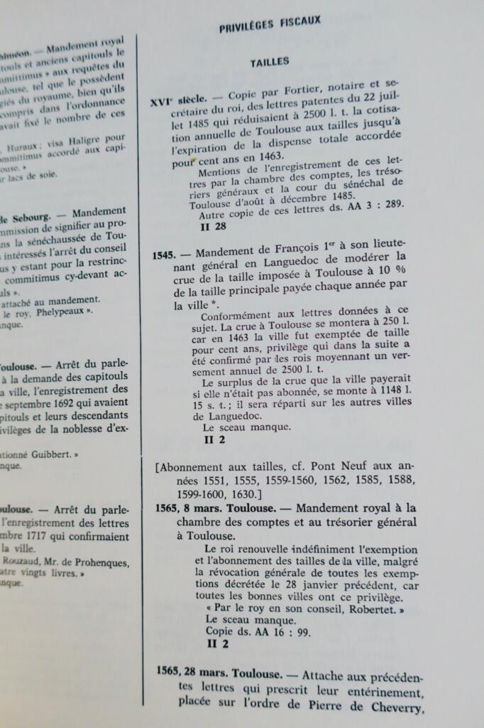 Toulouse Roschach ville de Toulouse inventaire des archives communales..