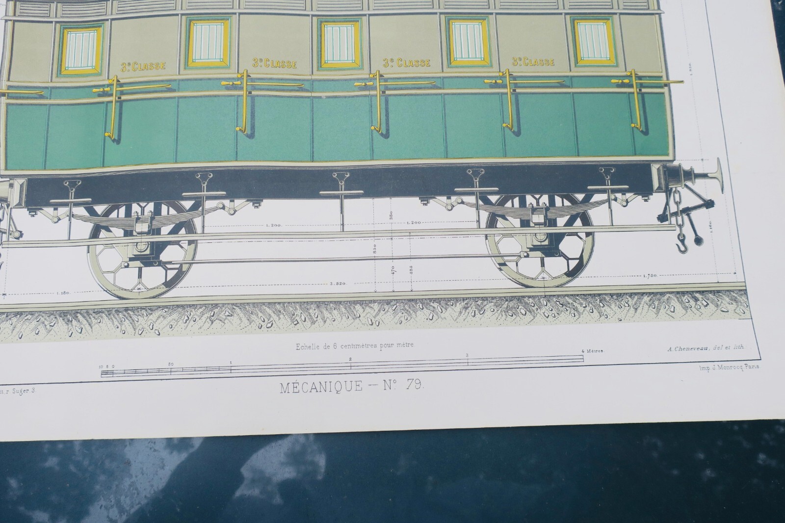Railway carriage engraving<span class="lla-card-orig-wrap"><span class="lla-card-orig">❦ Train WAGON 50,5 x 32,5 cm</span></span> - La Librairie Antique