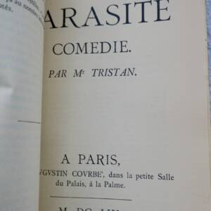 Tristan Parasite - Comedie - Edition annotee par Jacques Madeleine 1934