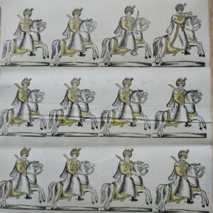 Watercolor depicting Turkish cavalry and infantry