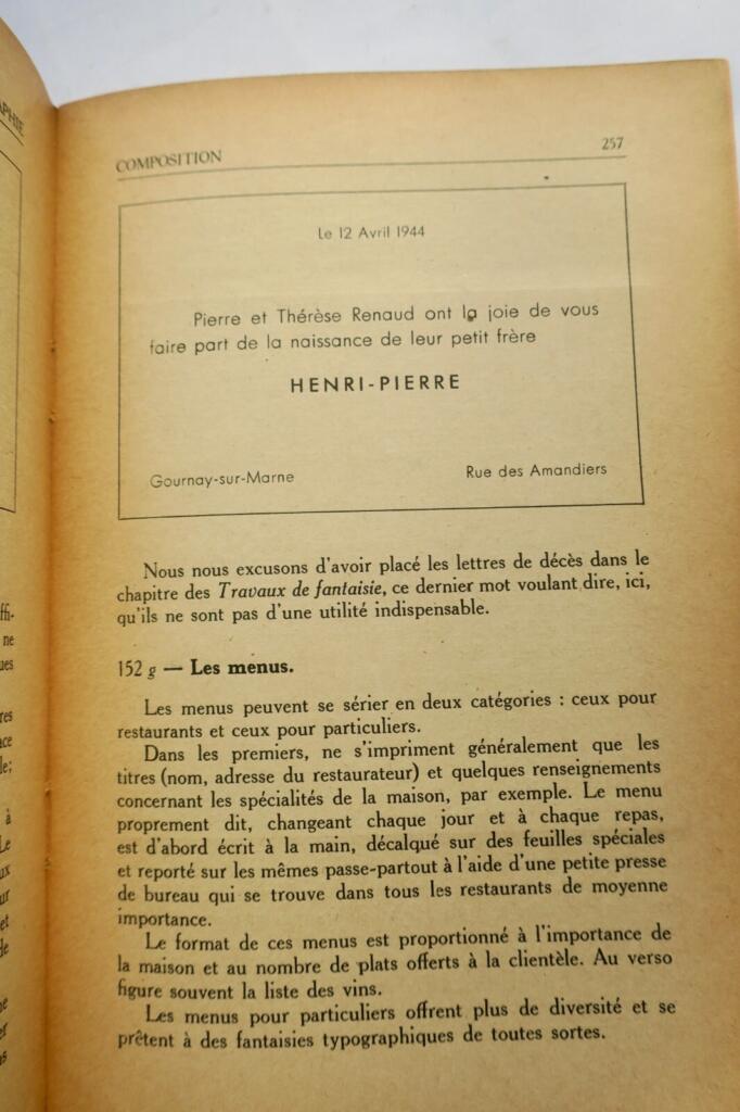 Typographie composition 1945