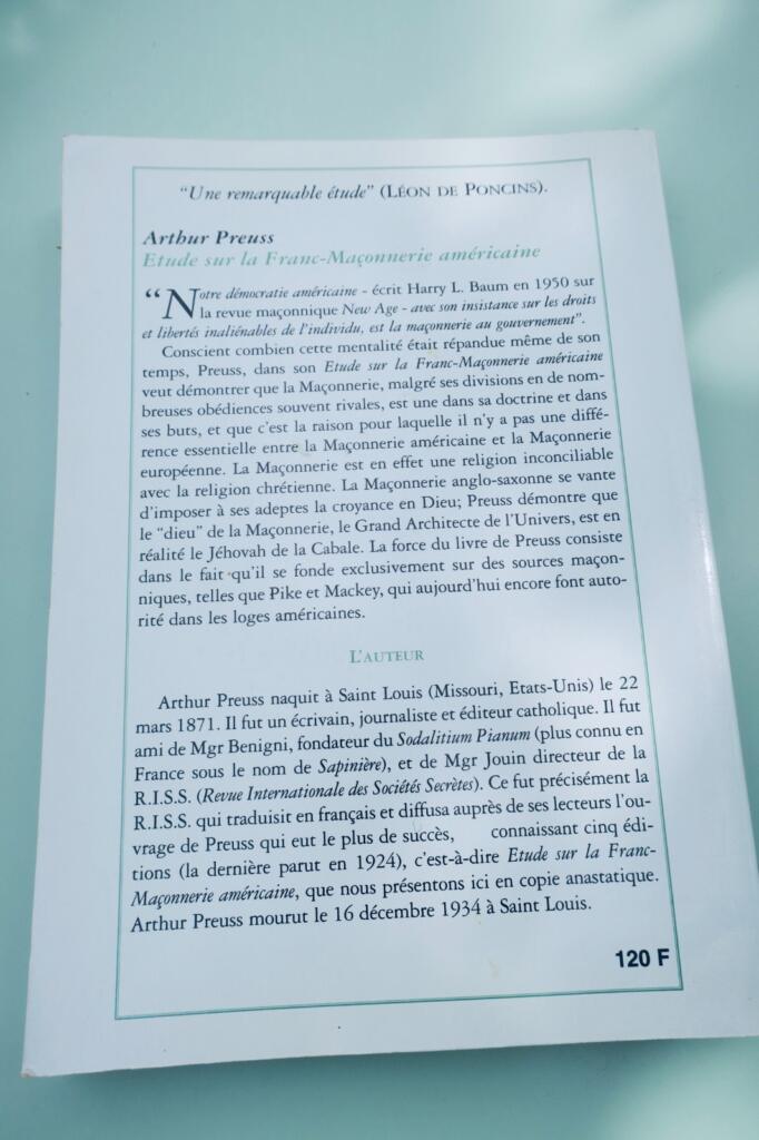 USA franc-maçonnerie Etude sur la Franc-Maçonnerie américaine PREUSS Arthur