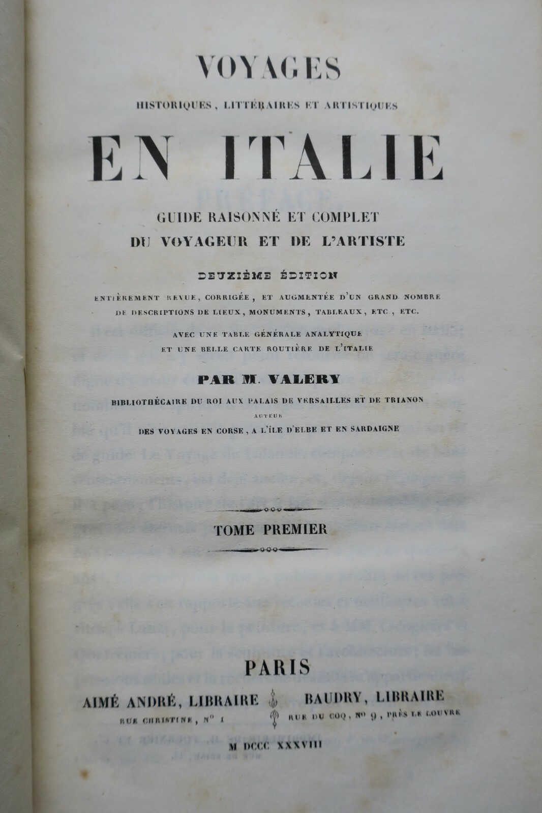 イタリアにおける歴史的かつ芸術的な旅<span class="lla-card-orig-wrap"><span class="lla-card-orig">❦ Valery Voyages historiques, littéraires et artistiques en Italie 1838</span></span> - La Librairie Antique