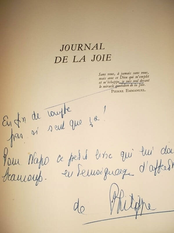 VENDEUVRE Philippe de Journal de la joie. + envoi de l'auteur