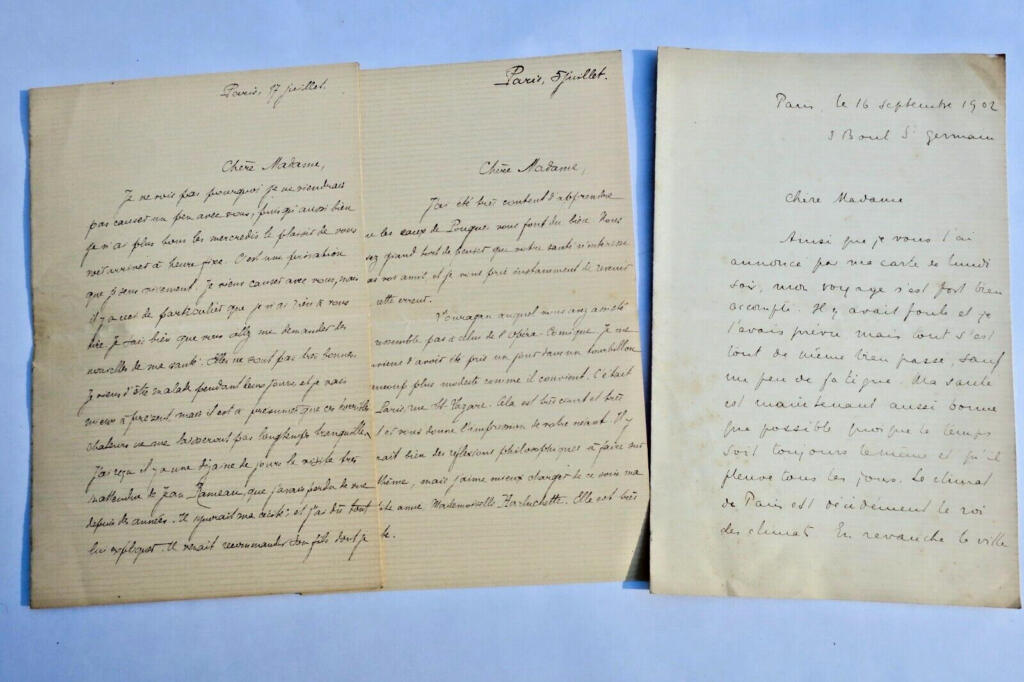 Three signed autograph letters