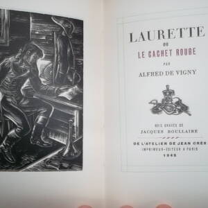 VIGNY Alfred LAURETTE OU LE CACHET ROUGE sur vélin nté BOIS GRAVES